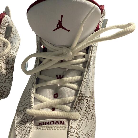 Nike Air Jordan Dub Zero White Cherry Wood Red Flint Grey, Size 9 - Picture 9 of 13